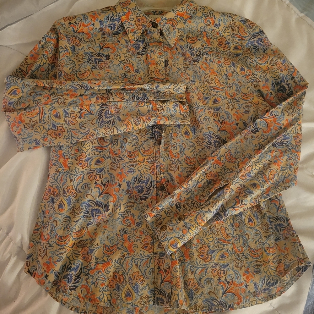 Liz Claiborne Floral Long Sleeve Button-Up Shirt (Vintage Stlye)